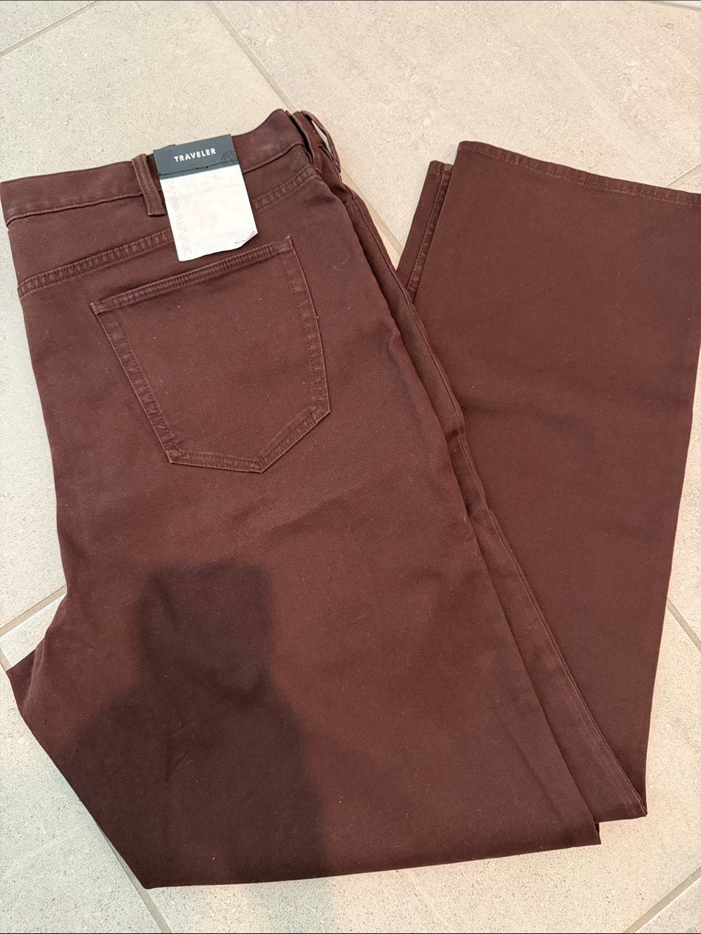 NWT Banana Republic Slim Fit Traveler Pants Burnt Umber Brown Size 42 x 34